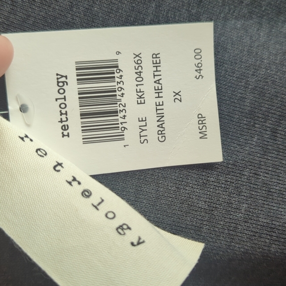 NWT Retrology Plus Dark Grey Knit Side Tie Lace Up Top 2X Lightweight Layers - Picture 4 of 9